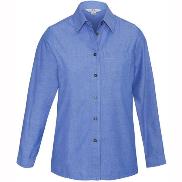 Biz Collection Ladies Chambray Shirt Long Sleeve Thumbnail