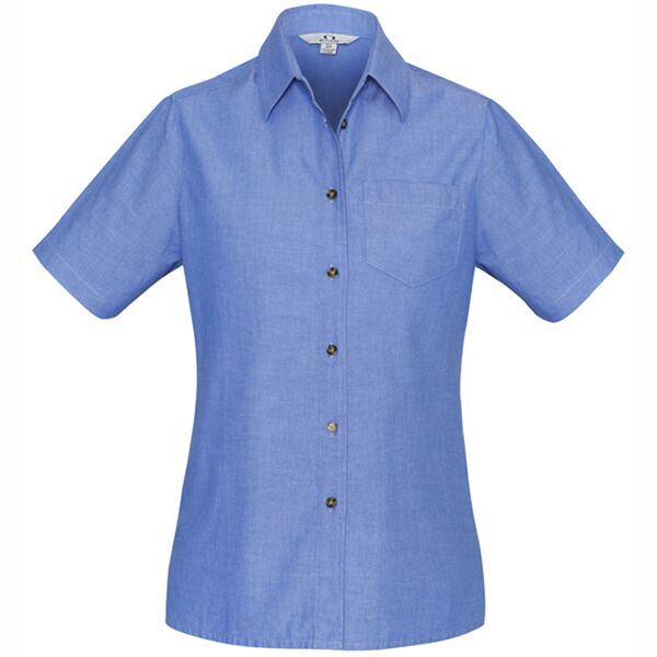 Biz Collection Ladies Chambray Shirt Short Sleeve Thumbnail